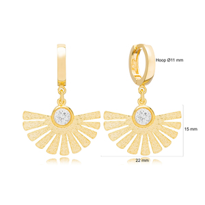 Boucles d'oreilles élégantes en forme d'éventail pierre de Zircon clair bijoux faits à la main en argent Sterling 925 - Product Image 2