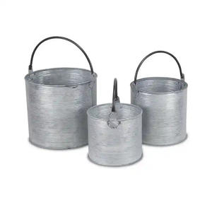 Lot de 2 jardinières galvanisées avec poignée en corde Jardinière de fleurs faite à la main d'excellente qualité pour décoration intérieure et extérieure - Product Image 6