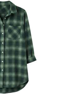 Camisa de Franela a Cuadros Verde para Mujer, Manga Larga, con Botones, Informal, de Algodón Suave, para Otoño e Invierno, Estilo Diario, ¡Compra Ahora! - Product Image 4