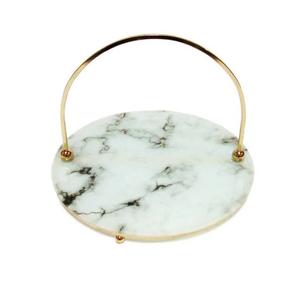 ถาดเสิร์ฟหินอ่อนหรูหราพร้อมที่จับโลหะสไตล์โมเดิร์นสำหรับตกแต่งบ้านโรงแรมหรูหราออกแบบได้ตามต้องการ - Product Image 6