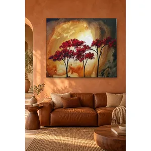Impression sur toile d'arbres à feuilles rouges Fida dans la lumière dorée - Product Image 5