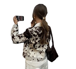 Nueva chaqueta de cuero de vaca para mujer, chaqueta de cuero con estampado de vaca Natural transpirable hecha a mano de primera calidad para mujer - Product Image 1
