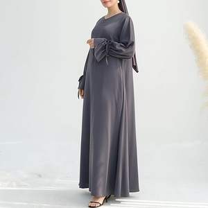 Vêtements islamiques à manches longues de couleur unie, hijab musulman, robes abaya pour femmes, style robe turque, style qatari, vintage, abayas de printemps - Product Image 5