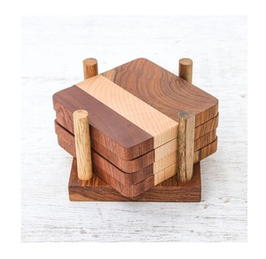 Prix de gros Ensemble de sous-verres en bois brun foncé Tapis/coussin en PP au design carré de luxe pour la maison ou la table - Product Image 4
