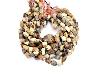 AAA+ Dendrite Opal 12mm-16mm Faceted Nuggets Beads Natural Opal <b>Step</b> Cut Tumbled Semi Precious Gemstone Loose Beads For Jewelry - Product Image 1