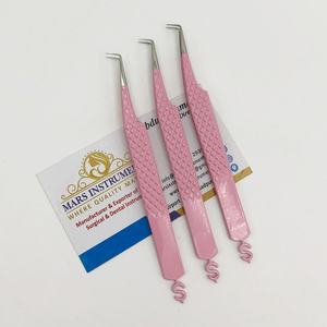 Pinzas de extensión de pestañas de acero inoxidable japonés Rosa logotipo personalizado agarre de diamante punta puntiaguda herramienta de belleza de volumen - Product Image 1