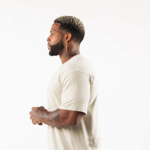 240gsm 100% Coton T Shirt Hommes Poids Lourd Surdimensionné Épais Col Côtelé O-Neck Respirant Léger Bambou Logo-Imprimé Tricoté - Product Image 2