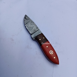 Cuchillo desollador de caza de acero de Damasco personalizado de alta calidad con Funda de cuero de primera calidad nuevo cuchillo desollador de hoja fija DIY - Product Image 4