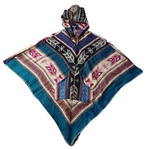 Indian Woolen Long <b>Ponchos</b> Boho Gypsy Women's Autumn/Winter One Size Wrap <b>Poncho</b> with <b>Hood</b> Paisley Pattern Wool Blend Sweater - Product Image 1
