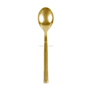 มาใหม่ล่าสุดไม้ไผ่รูปร่าง Handle 18/10 สแตนเลสโมเดิร์นและทนทานGolden 4 ชิ้นFlatwareชุดChicรับประทานอาหารอัพเกรด - Product Image 5