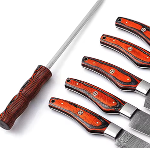 Fournisseur direct d'usine PRESTIGE BLADES Ensemble de couteaux de chef en acier Damas fait main 5 pièces Sac en cuir Conception ambidextre 67 couches - Product Image 5