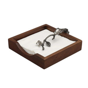 Home Decorative Tissue Dispenser Premium Solid Wood Napkin Holder With Antique Brass Finish <b>Metal</b> Leaf <b>Weight</b> Lowest Price - Product Image 1