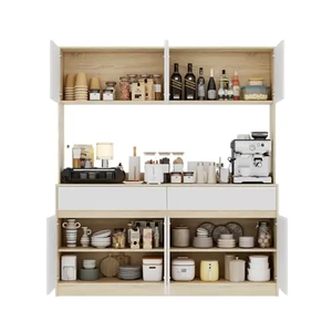 Meuble de salle à manger mural sur mesure avec portes en MDF, niches décoratives, plan de travail long, rangement dissimulé et menuiserie contemporaine - Product Image 3