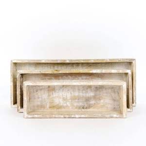 Bandeja de madera de mango Beige decorativa bandeja de madera para servir almacenamiento y exhibición en el hogar y la cocina - Product Image 3