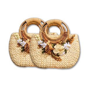 Producto de Venta caliente Bolsa de cesta de jacinto de agua: El mejor accesorio de playa vintage con alta calidad - Product Image 1