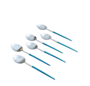 Cucharas metálicas de diseño simple, cubiertos de acero inoxidable con mango de color, servicio de catering para el hogar, hotel, restaurante - Product Image 1