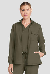 Mujeres Zip Front Utility Scrub Jacket Manga larga Ropa DE TRABAJO médica - Product Image 5