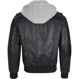 Chaqueta de cuero con capucha para hombre, cierre de cremallera completa, chaqueta de cuero genuino de otoño para hombre, perfecta para salidas informales - Product Image 2