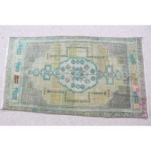 Tapis turc 1,8 x 3,2 pieds, tapis vintage, tapis marocain vert en laine - Product Image 3