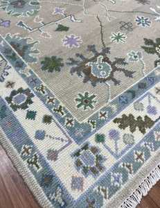 9 'x16 Chrome Soft Wool Anudado a mano Oushak Alfombras y juegos de área flexibles Tamaño y color personalizables - Product Image 4