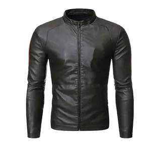 Elegante Chaqueta de Cuero para Hombre, Corte Ajustado, Cuello Alto, Color Personalizado y Diseño Cortavientos - Ropa Abrigada para Invierno - Product Image 1