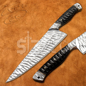 Cuchillo de Chef de cocina profesional hecho a mano con hoja de acero D2 y mango de cuerno de búfalo para caza y Camping regalo de calidad - Product Image 1
