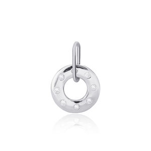 Pendentif rond creux en zircon blanc, vente en gros, fabrication artisanale turque, bijoux en argent sterling 925 - Product Image 4