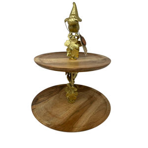 High Quality ROSHAN HANDICRAFTS Handmade 2-Tiered Wooden Cake Serving Stand Metal Silverware Exclusive Home Table <b>Accessories</b> - Product Image 6