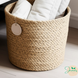 Interior Harmony Square Jute <b>Basket</b> Multifunctional Eco-Friendly Perfect <b>for</b> Holding Clothes Toys Accessories <b>Plants</b> Adding Cozy - Product Image 5
