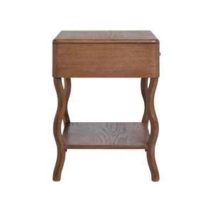 Elegante Mesita de Noche de Madera con Cajón y Estante Inferior - Diseño Clásico de Mesa Auxiliar para Dormitorio - Product Image 3