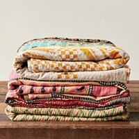 Couverture Kantha brodée à la main, vintage, indienne, en coton recyclé, pour lit, lavable, écologique, toutes saisons, taille personnalisée