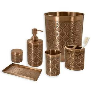 Ensemble de salle de bain en métal sophistiqué, accessoires de maison raffinés, porte-serviettes élégant, distributeur de savon, gobelet à brosse à dents, organisateur de rangement - Product Image 2