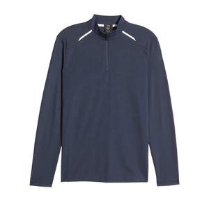 Pull en maille à col rond à demi-zip respirant en coton 100% à manches longues avec étiquette privée personnalisée pour homme, vêtements d'hiver - Product Image 5