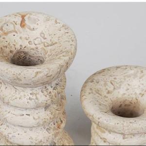 Juego de Portavelas de Piedra Travertino Ondulado, Diseño Elegante Hecho a Mano, Textura Natural Duradera para Decoración Moderna del Hogar - Product Image 3