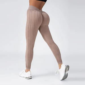 Nueva moda cintura alta gimnasio entrenamiento Scrunch Butt Leggings logotipo personalizado Control de barriga Yoga Push Up Leggings para mujeres - Product Image 6