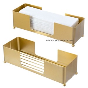 Accessoires de cuisine, porte-serviettes en papier, porte-serviettes en tissu, porte-serviettes en métal décoratif de style campagnard pour comptoir de cuisine, restaurant, or pour table - Product Image 4