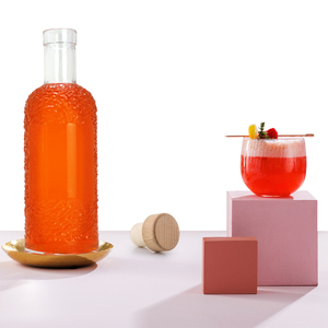 OEM bouteille transparente personnalisée motif gaufré 500ml sérigraphie whisky brandy vodka <span class=keywords><strong>tequila</strong></span> avec liège - Product Image 5