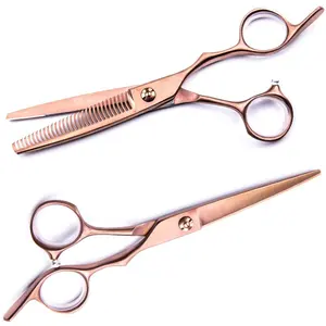 Ensemble professionnel de ciseaux de coiffure et de ciseaux à effiler en or rose, ensemble professionnel de ciseaux de barbier avec étui, fabriqué par Life Care Instr - Product Image 1