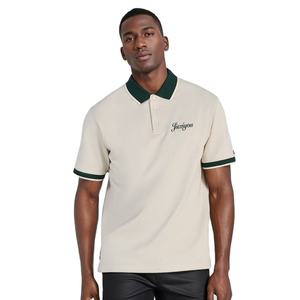 Personalizado de alta calidad 100% algodón de los hombres para camisetas de polo uniforme de cuello acanalado con logotipo bordado camisas de golf lisas diseño en blanco - Product Image 1