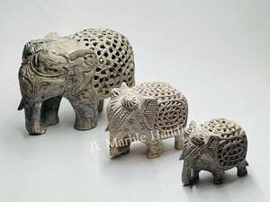 Belle statue d'éléphant en marbre sculpté à la main pur nouveau cadeau d'entreprise pour la décoration de la maison ou le produit d'artisanat en pierre - Product Image 5