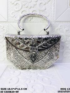 Handmade Brass <b>Clutch</b> <b>Bag</b> Ladies Craftstages International Wedding Evening Party Chain Strap Flap Closure Satin Lining 1-1.9L - Product Image 2