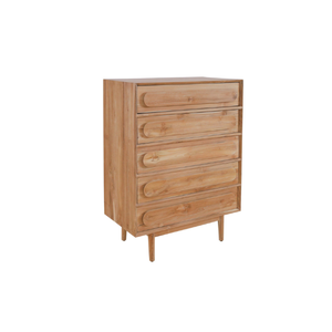 Modern Minimalist Teakwood Five <b>Drawers</b> Chest Storage Cabinet Indoor Furniture for Home Decoration in Bathroom or Kitchen - Product Image 1