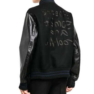 Blouson universitaire personnalisé pour homme, style automne, avec patchs chenille vintage, logo brodé, en toile enduite et col montant - Product Image 6