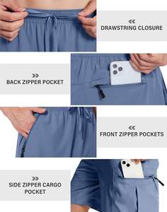 Pantalones cortos Cargo para senderismo con bolsillos con cremallera 7 "Pantalones cortos ligeros de secado rápido con cordón para verano Golf al aire libre Casual - Product Image 4