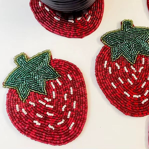 Sous-verres faits à la main en perles de luxe à motif végétal écologiques antibactériens pour mariage, fête de Noël, usage domestique - Product Image 3