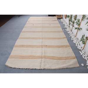 Alfombra de lana turca Vintage moderna 5x12ft Beige marrón diseño de retazos respaldo de látex para decoración para uso en sala de estar coche tejido plano de 4m - Product Image 4