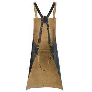 Handcrafted Leather <b>Apron</b> with Cross-Back Straps Tough Customized Logo Printed LeatherApron for Industrial <b>Work</b> - Product Image 3