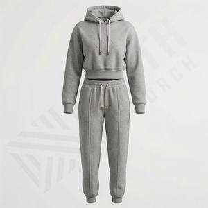 Conjuntos Deportivos de Dos Piezas para Mujer con Logotipo Personalizado, Sudadera con Capucha Holgada, Pantalones Deportivos, Chándal, Ropa Deportiva - Product Image 1