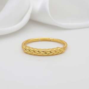 Minimal Wheat Brass <b>Ring</b> 18k Gold Plated <b>Stacking</b> Band Wholesale <b>Ring</b> For Women - Product Image 6