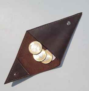 Porte-monnaie en cuir Porte-monnaie en cuir Triangle Portefeuille en cuir Vintage Couleur marron - Product Image 3